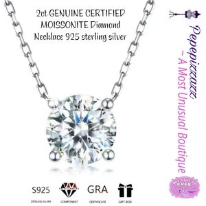 2ct certified GENUINE MOISSONITE Diamond Necklace 925 sterling silver